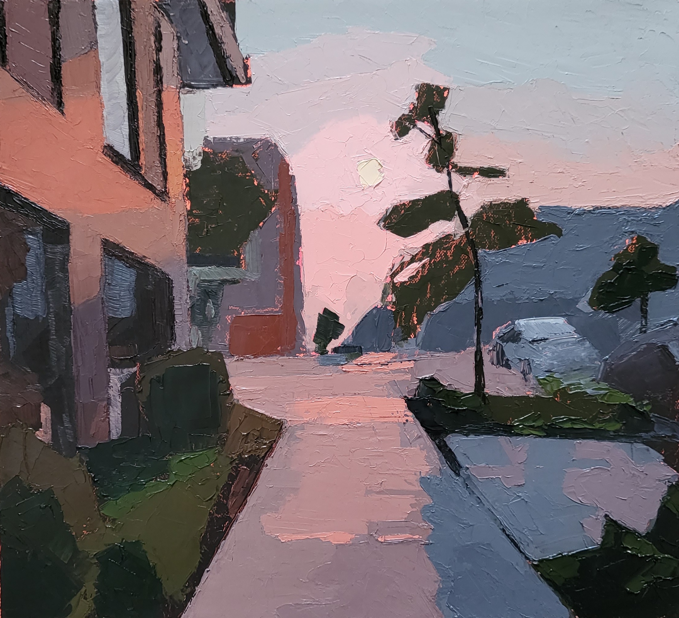 urban street with red light during fire season