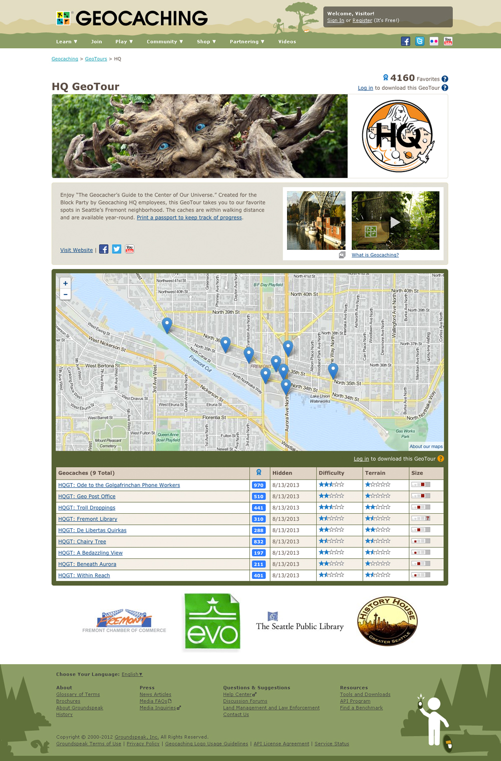 Geocaching GeoTours Landing Page