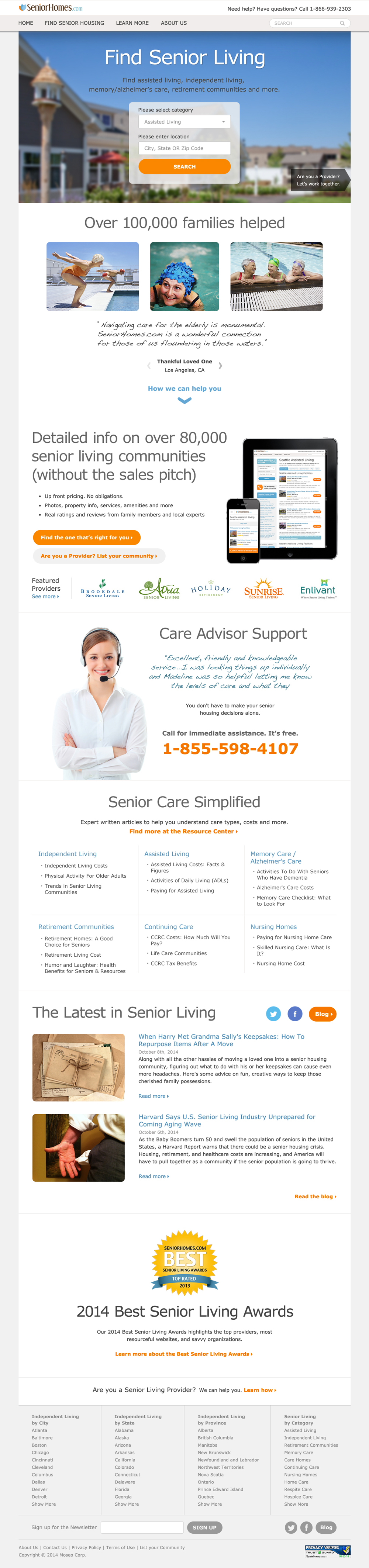 SeniorHomes.com Home Page Redesign