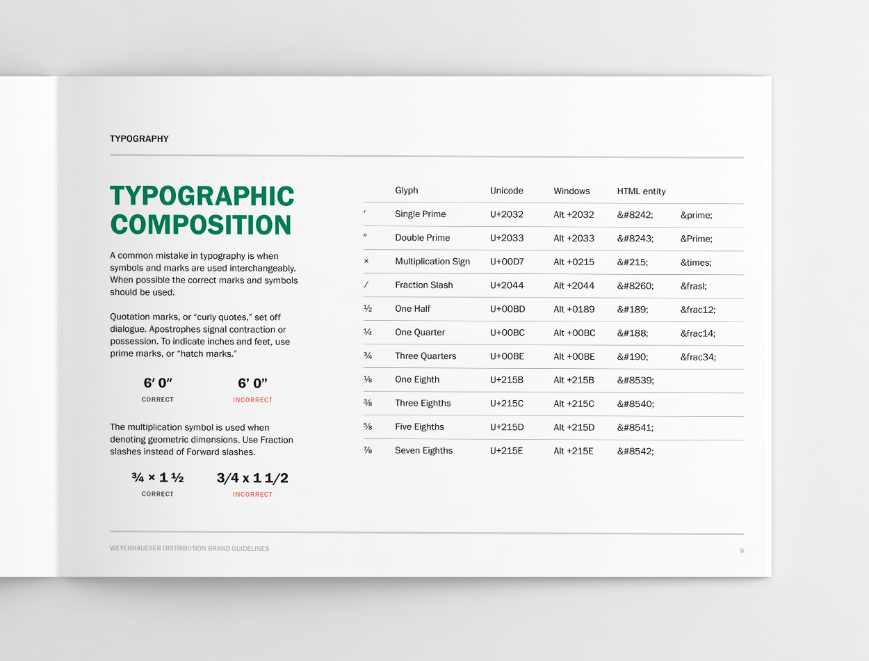 Weyerhaeuser Distribution Brand Guidelines - Typography