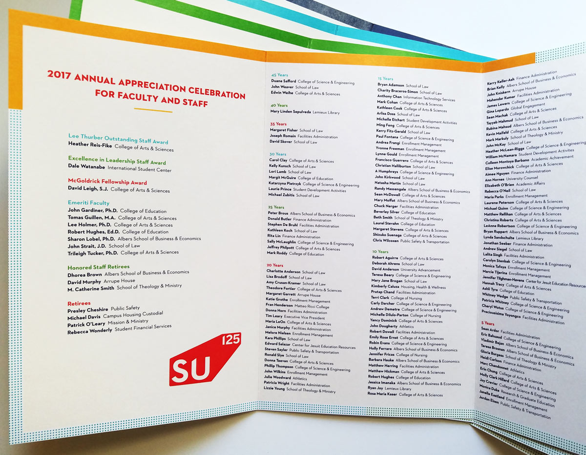 SU Faculty Staff Appreciation Celebration Program Detail
