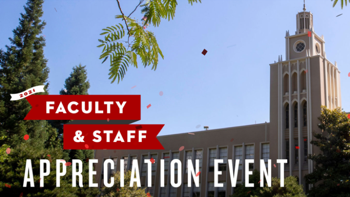 PowerPoint slide with fireworks and administration building photo